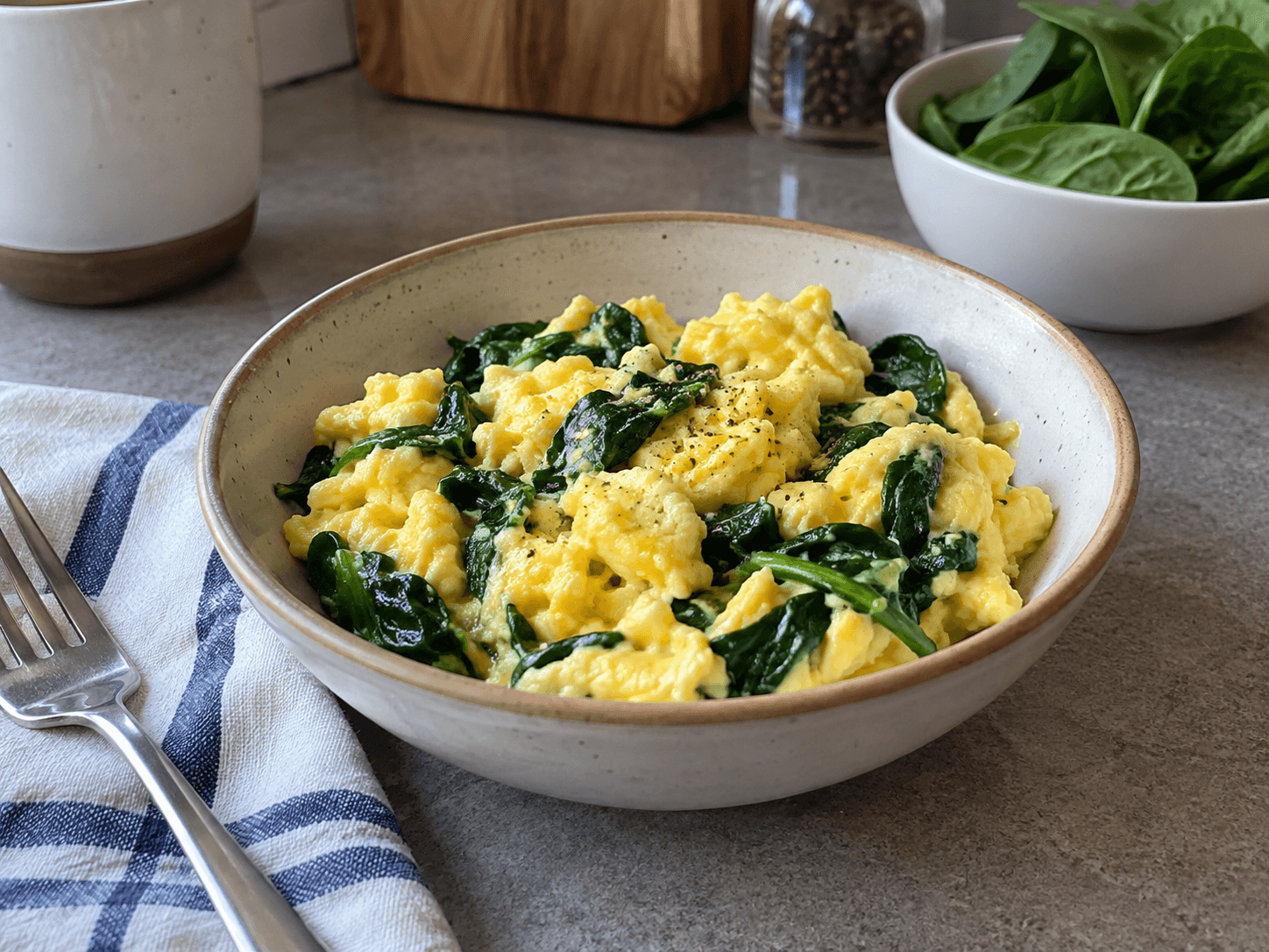 3-Minute Microwave Scrambled Eggs & Spinach