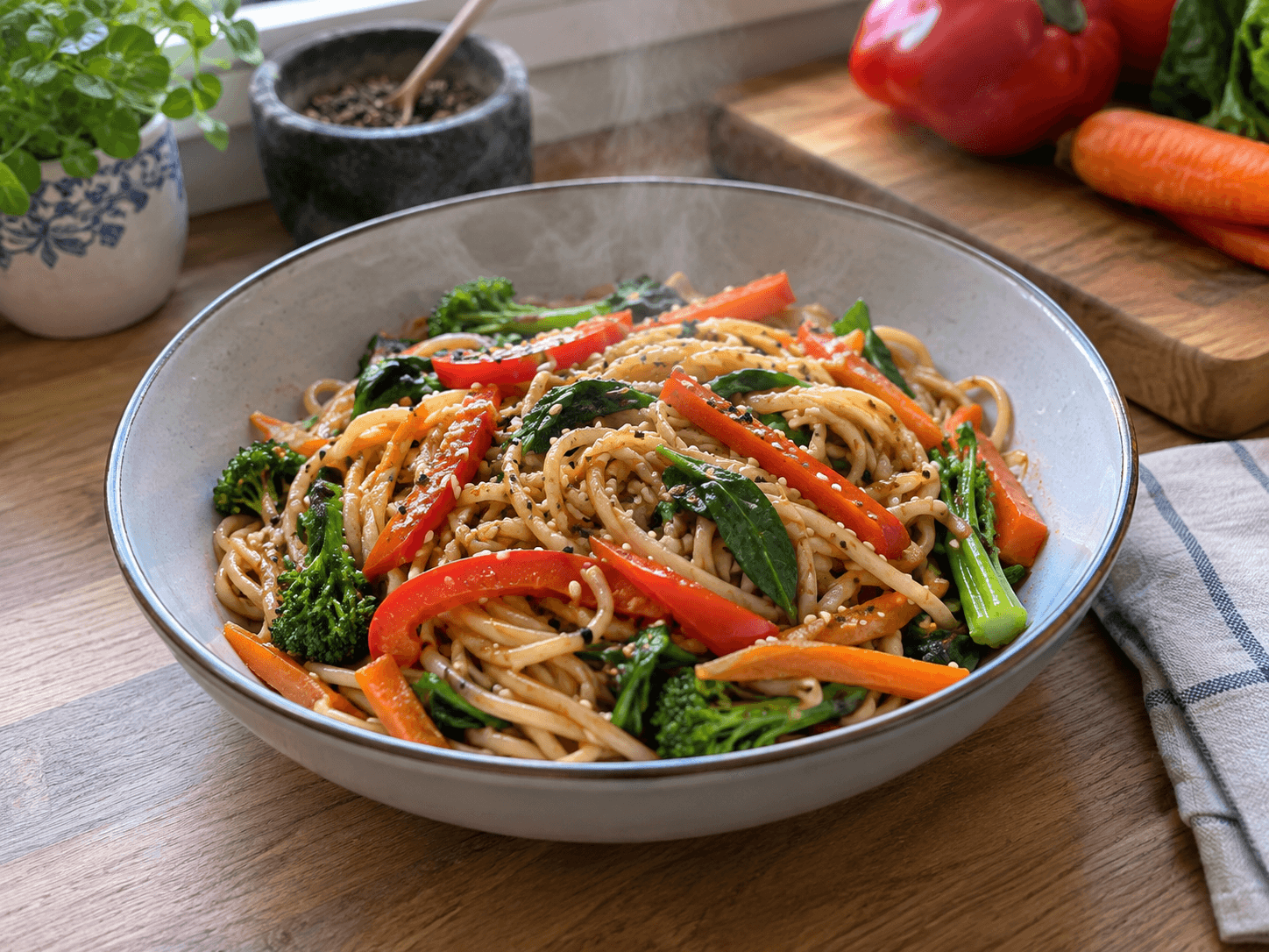 5-Minute Microwave Veggie Noodles