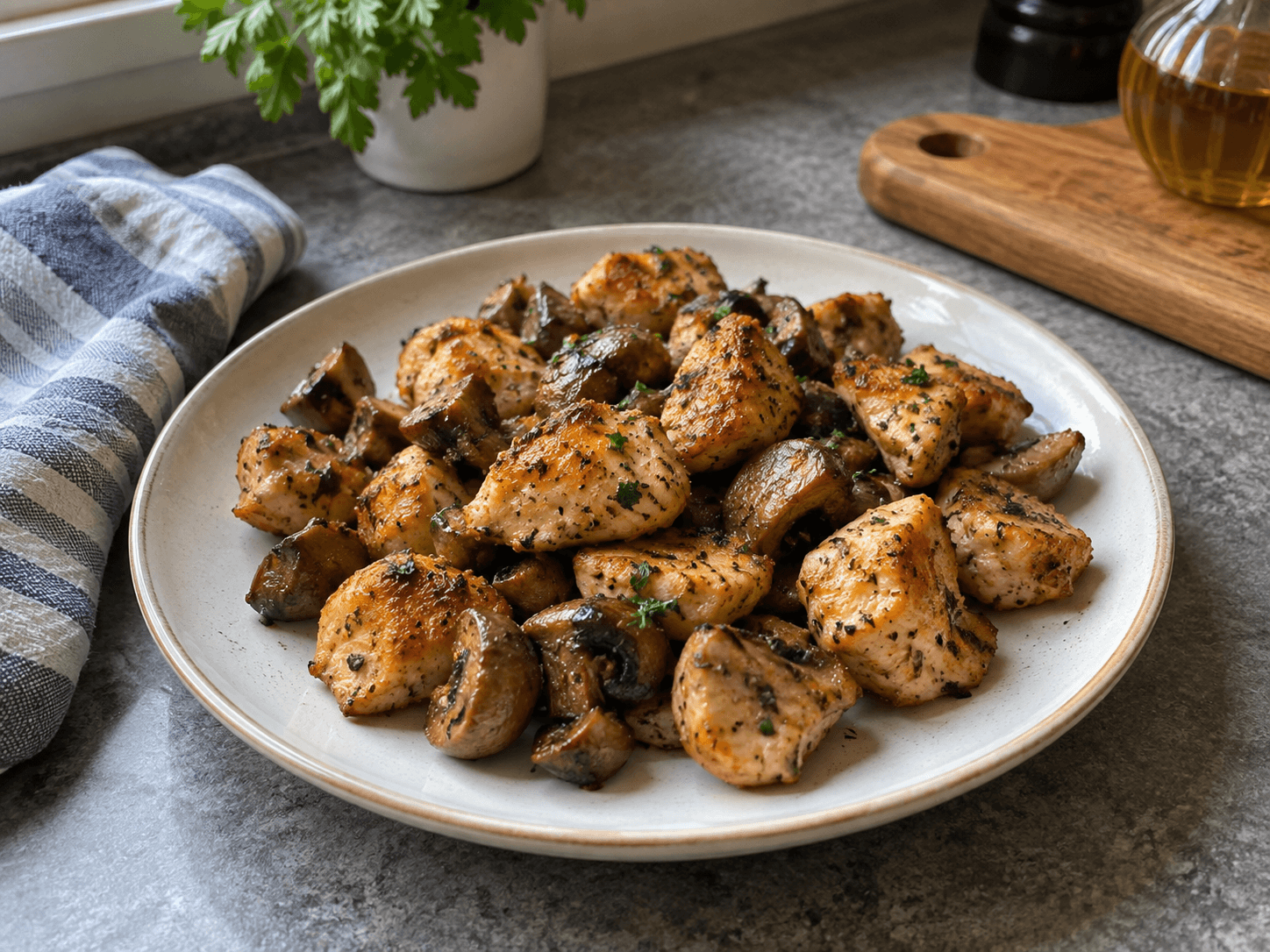 Air Fryer Chicken & Mushroom Bites
