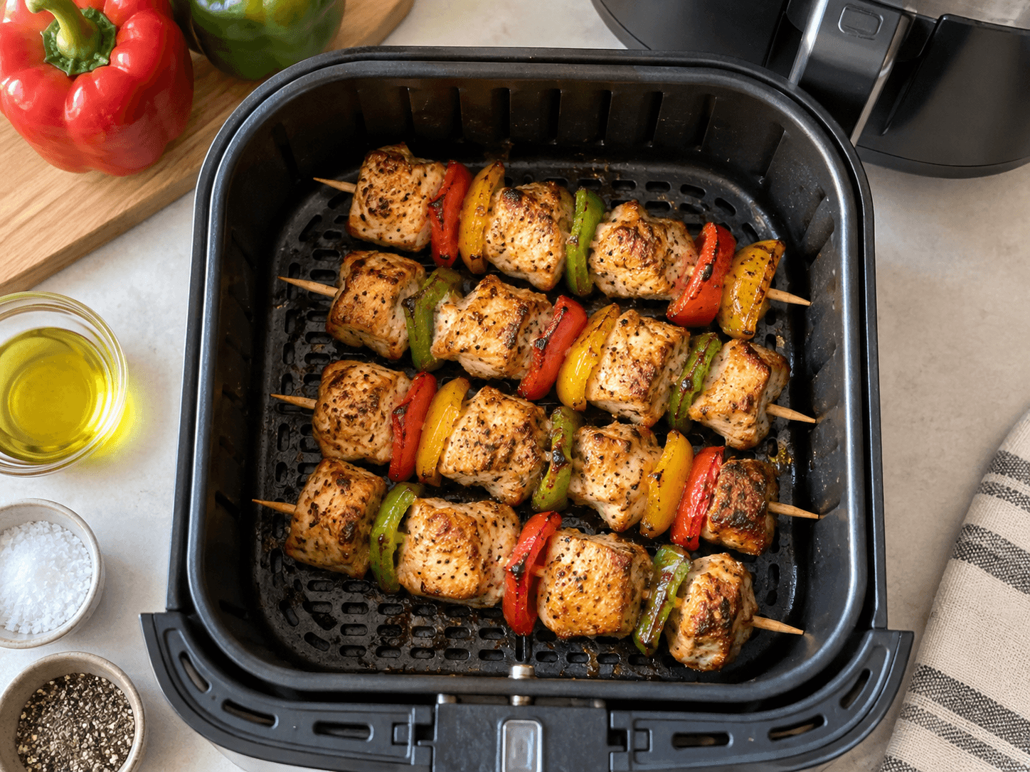 Air Fryer Chicken & Pepper Skewers