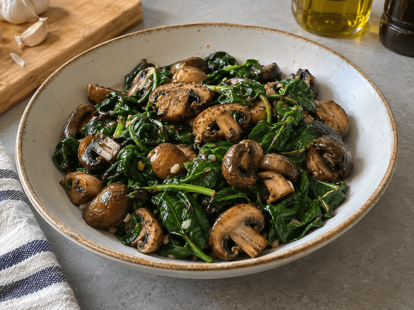 Air Fryer Mushroom & Spinach Medley