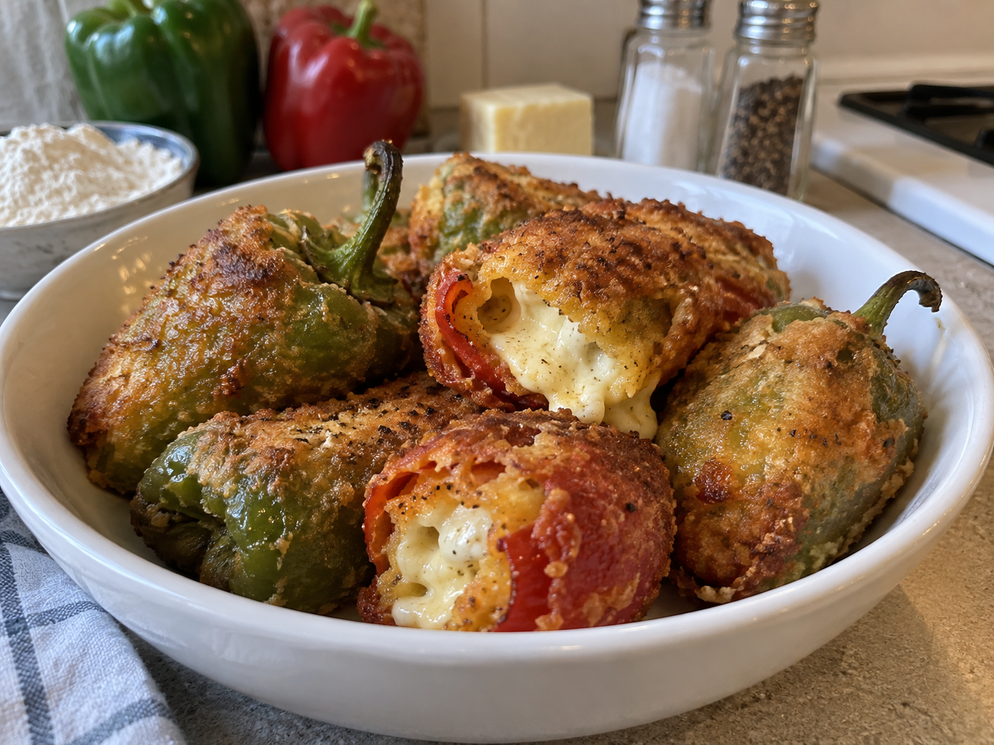 Cheese-Stuffed Fried Peppers