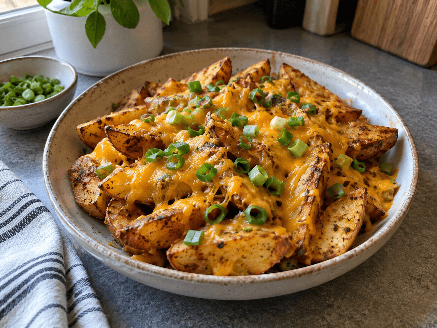 Cheesy Air Fryer Potato Wedges