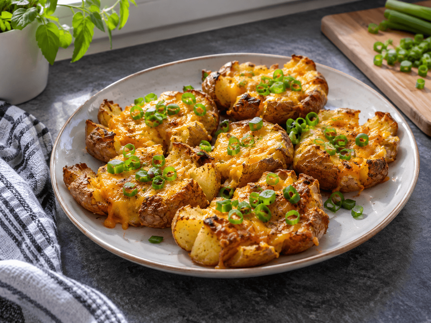 Loaded Air Fryer Cheesy Potatoes