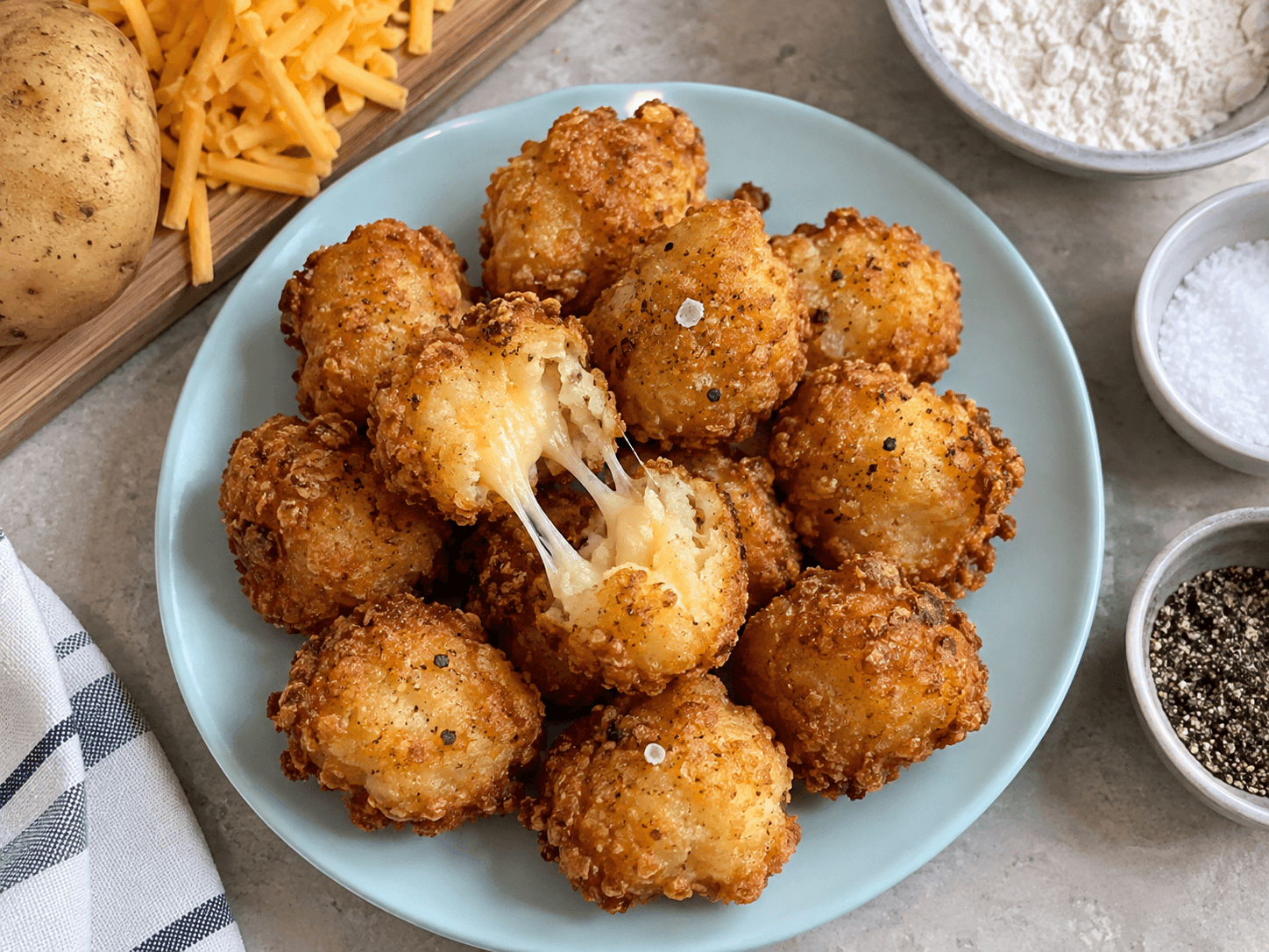 Loaded Cheesy Fried Potato Bites