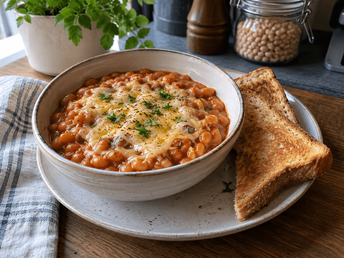 Microwave Cheesy Bean Bowl