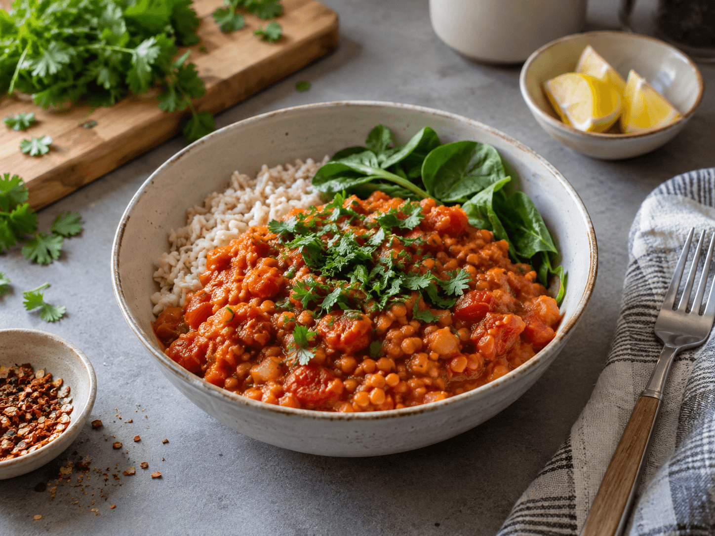Microwave Lentil Tomato Bowl