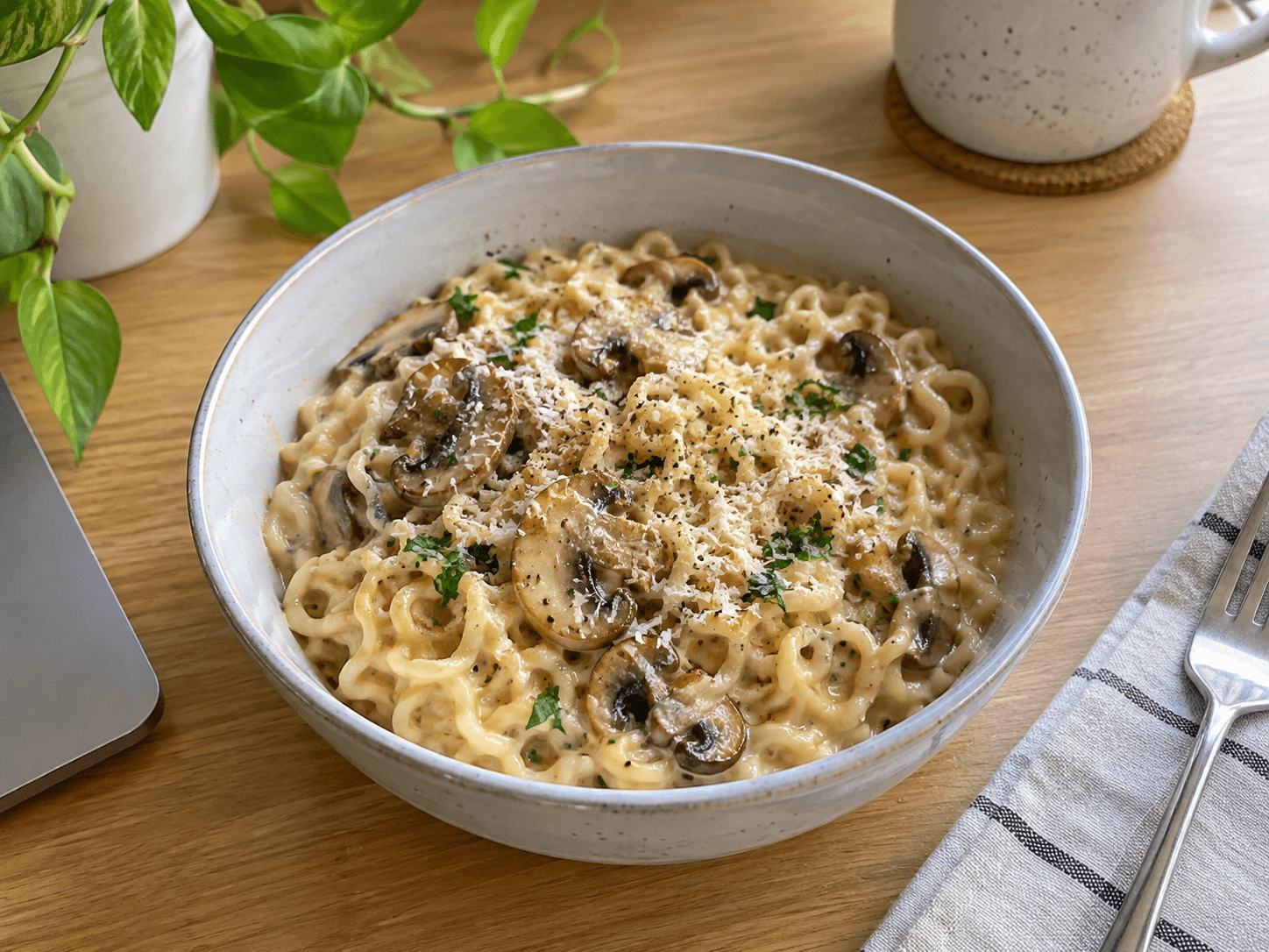 Creamy Garlic Mushroom Noodles
