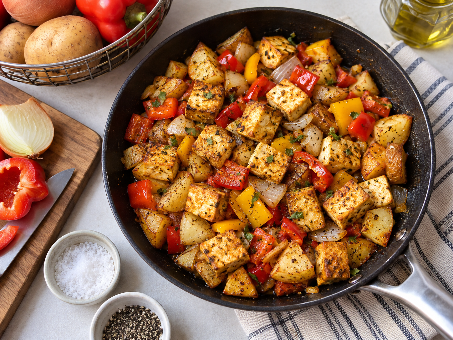 Golden Tofu Potato Skillet