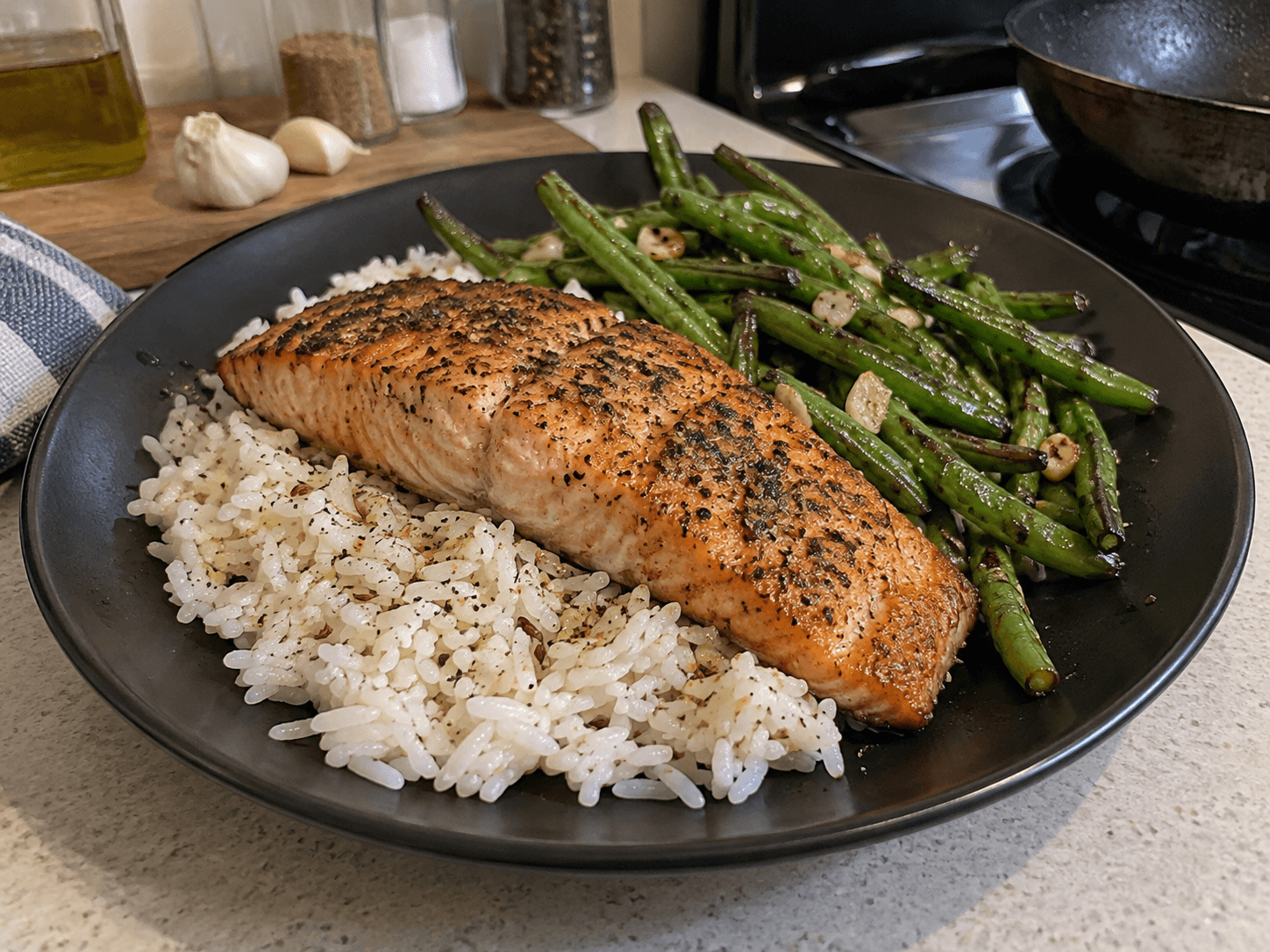 Pan-Seared Salmon Rice Bowl