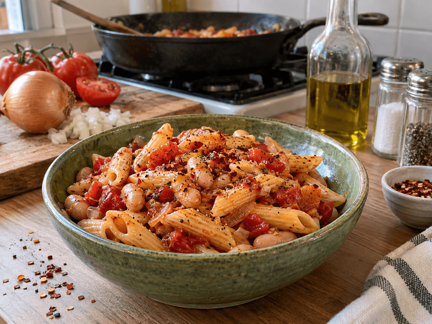 Rustic Bean Tomato Pasta